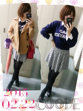 「ハイウエストスカート」｜「アイテム（その他）」を使った、YUKI..13さん（レディース・146cm）の冬コーディネート