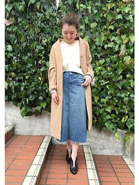 「アイテム（その他アウター、イエロー系）」を使った、Mさん（レディース・160cm）の冬コーディネート