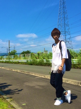 「BLUE WAY（ブルーウェイ）のアイテム（パンツ）」を使った、Taiyouさん（メンズ・170cm）の夏コーディネート