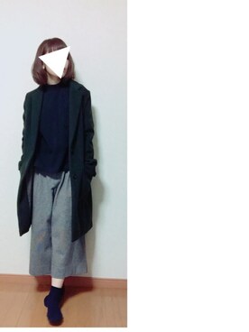 「ポケットＴシャツ」｜「アイテム（チェスターコート）」を使った、yさん（レディース・153cm）の冬コーディネート