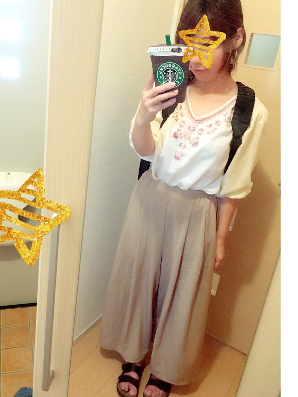 「シンプル」｜「GUのアイテム（パンツ、ベージュ系）」を使った、☺︎キミ☺︎さん（レディース・157cm）の夏コーディネートの1枚目の写真
