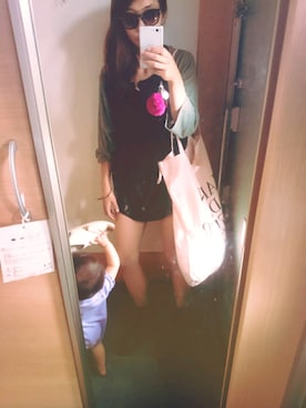 「TODAYFUL（トゥデイフル）のアイテム（チュニック）」を使った、ゆさん（レディース・158cm）の夏コーディネート