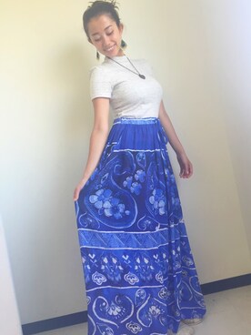 「Desigual（デシグアル）のアイテム（スカート）」を使った、Christina さん（レディース・161cm）の春コーディネート