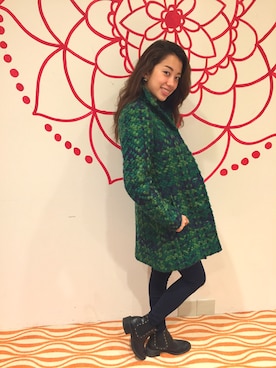 「Desigual（デシグアル）のアイテム（ステンカラーコート）」を使った、Christina さん（レディース・161cm）の秋コーディネート