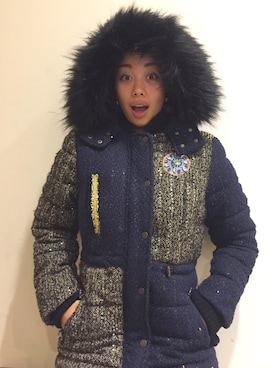 「Desigual（デシグアル）のアイテム（ダウンジャケット/コート）」を使った、Christina さん（レディース・161cm）の秋コーディネート