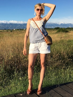 「TOUS（トウス）のアイテム」を使った、Olga さん（レディース・177cm）の夏コーディネート