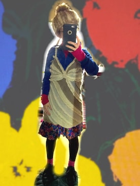 「タイツ×靴下」｜「アイテム（チュニック）」を使った、たんぼさん（レディース・151cm）の冬コーディネート