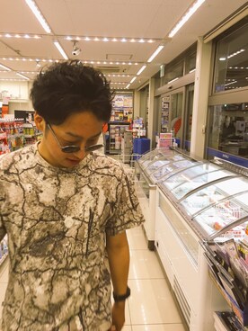 「Supreme （シュプリーム）のアイテム（メガネ）」を使った、kyoさん（メンズ・174cm）の夏コーディネート