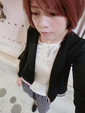 「コーディネート」｜「アイテム（ノーカラージャケット）」を使った、♡モモ♡さん（レディース・168cm）の秋コーディネート
