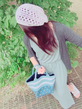 「星条旗」｜「アイテム（ハンチング/ベレー帽）」を使った、im.ayaさん（レディース・152cm）の夏コーディネート