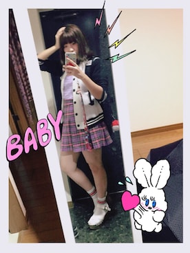 「ANAP（アナップ）のアイテム（スタジャン）」を使った、♡山崎あかね(あかねん)♡さん（レディース・152cm）の秋コーディネート