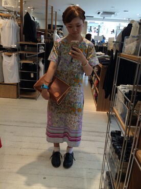 「おばさん」｜「アイテム（クラッチバッグ）」を使った、HIGANOさん（レディース・154cm）の夏コーディネート