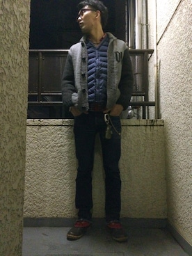 「melple（メイプル）のアイテム（ダウンジャケット/コート）」を使った、👣HIRO👣さん（メンズ・185cm）の冬コーディネート