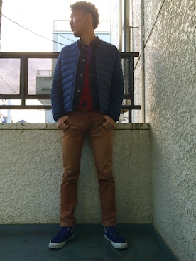 「melple（メイプル）のアイテム（ダウンジャケット/コート）」を使った、👣HIRO👣さん（メンズ・185cm）の冬コーディネート