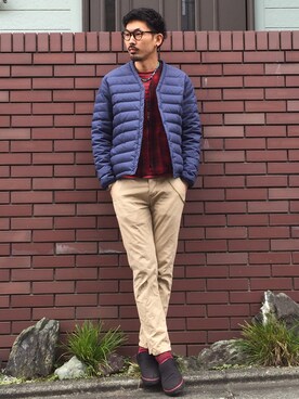 「melple（メイプル）のアイテム（ダウンジャケット/コート）」を使った、👣HIRO👣さん（メンズ・185cm）の秋コーディネート