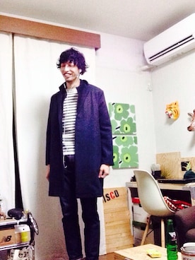 「Honnete（オネット）のアイテム（その他アウター）」を使った、Yuki Moriokaさん（メンズ・185cm）の冬コーディネート