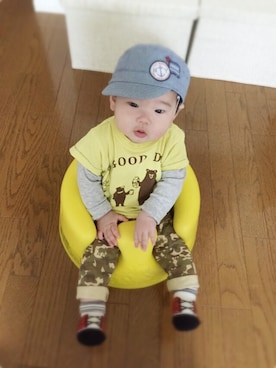 「動物モチーフ」｜「アイテム（キャスケット）」を使った、NOSUKE◝( ˙ ꒳ ˙ )◜さん（キッズ・70cm）の春コーディネート