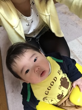 「動物モチーフ」｜「アイテム（パーカー）」を使った、NOSUKE◝( ˙ ꒳ ˙ )◜さん（キッズ・70cm）の春コーディネート