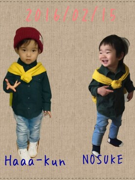 「プロデューサー巻き」｜「アイテム（その他）」を使った、NOSUKE◝( ˙ ꒳ ˙ )◜さん（キッズ・80cm）の冬コーディネート