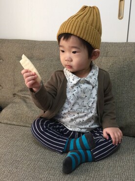 「アイテム（ポロシャツ）」を使った、NOSUKE◝( ˙ ꒳ ˙ )◜さん（キッズ・80cm）の春コーディネート