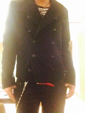 「SAINT LAURENT PARIS（サンローランパリ）のアイテム（ピーコート）」を使った、まぁ坊さん（メンズ・178cm）の冬コーディネート