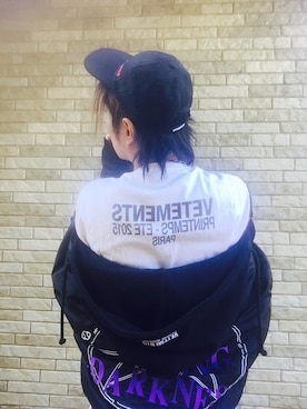 「vetements」｜「アイテム（ナイロンジャケット）」を使った、まぁ坊さん（メンズ・178cm）の冬コーディネート