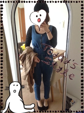 「着痩せコーデ」｜「アイテム（つなぎ/オールインワン）」を使った、romiさん（レディース・157cm）の春コーディネート