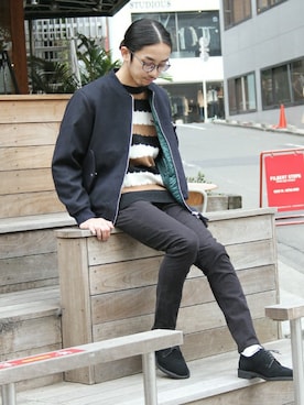 「417 EDIFICE（フォーワンセブンエディフィス）のアイテム（ミリタリージャケット）」を使った、RYOさん（メンズ・174cm）の秋コーディネート