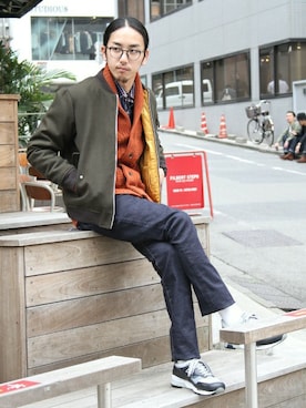 「417 EDIFICE（フォーワンセブンエディフィス）のアイテム（ミリタリージャケット）」を使った、RYOさん（メンズ・174cm）の秋コーディネート