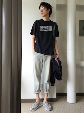 「mean（ミーン）のアイテム」を使った、loupさん（メンズ・180cm）の夏コーディネート