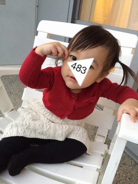 「短丈」｜「アイテム（ワンピース/ドレス）」を使った、483さん（キッズ・80cm）の春コーディネート