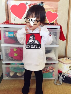 「BEN DAVIS（ベンデイビス）のアイテム（パーカー）」を使った、483さん（キッズ・80cm）の春コーディネート