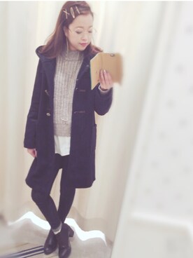 「ステッチ」｜「アイテム（ダッフルコート）」を使った、marinaさん（レディース・164cm）の春コーディネート