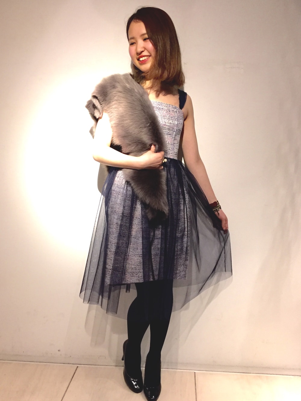 「kaene、REGISTA Armadio、ドレスアップ、ドレス、チュール、チュールワンピ、結婚式、結婚式二次会スタイル、結婚式 ワンピース」｜「kaeneのアイテム（ワンピース、その他）」を使った、REGISTA Armadio さん（レディース・167cm）の冬コーディネートの1枚目の写真