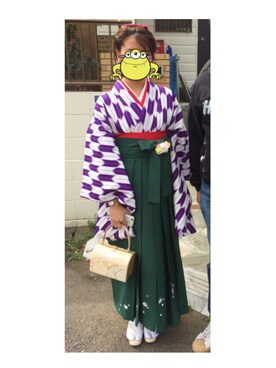 「大学」｜「アイテム（浴衣）」を使った、わーにゃんさん（レディース・157cm）の春コーディネート