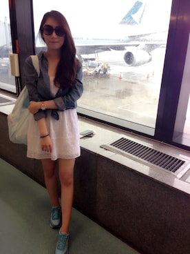 「Abercrombie&Fitch（アバークロンビーアンドフィッチ）のアイテム（バッグ）」を使った、Arielさん（レディース・163cm）の夏コーディネート