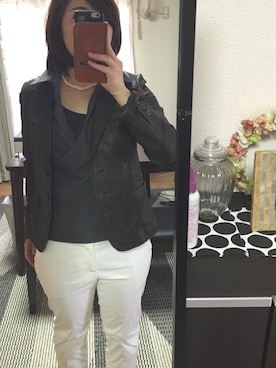 「カシュクール」｜「アイテム（ライダースジャケット）」を使った、このみさん（レディース・153cm）の夏コーディネート