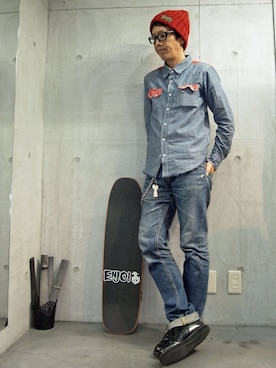 「アイテム（ニットキャップ/ビーニー、レッド系）」を使った、peeps2501さん（メンズ・167cm）の秋コーディネート