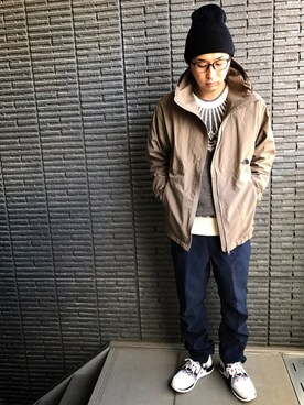 「ニコアンド」｜「アイテム（マウンテンパーカー）」を使った、まっかんさん（メンズ・168cm）の秋コーディネート