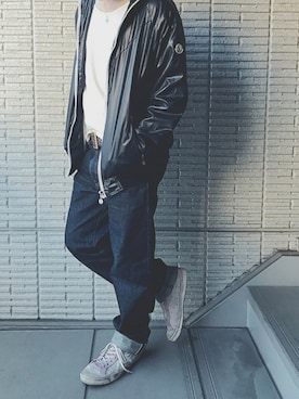 「MONCLER（モンクレール）のアイテム（ナイロンジャケット）」を使った、まっかんさん（メンズ・168cm）の秋コーディネート