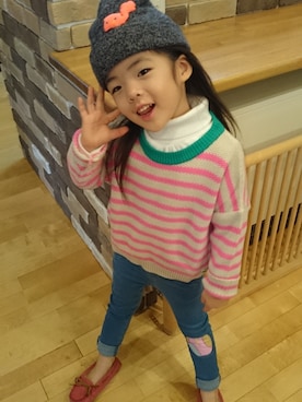 「動物モチーフ」｜「アイテム（モカシン/デッキシューズ）」を使った、姫さん（キッズ・110cm）の冬コーディネート