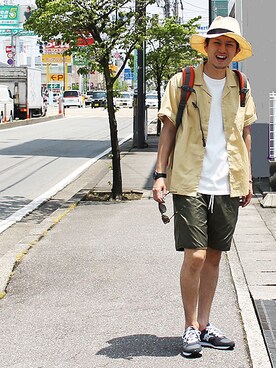 「 ショーツ」｜INDIGOさん（メンズ・183cm）の春コーディネート