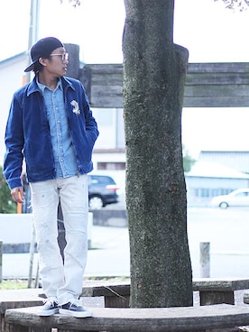 「VANS AUTHENTIC」｜「アイテム（トップス）」を使った、INDIGOさん（メンズ・169cm）の秋コーディネート