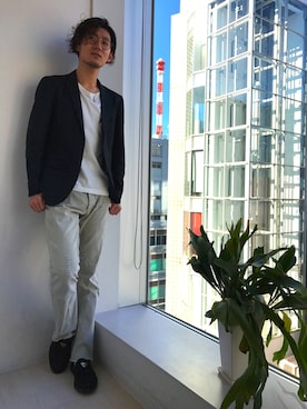 「Keith Haring（キース・ヘリング）のアイテム（シューズ）」を使った、Junpei Azumaさん（メンズ・178cm）の冬コーディネート