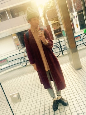 「ナチュラル」｜「アイテム（その他アウター）」を使った、kachuさん（メンズ・179cm）の冬コーディネート