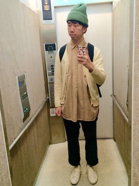 「アイテム（ブローチ/コサージュ）」を使った、kachuさん（メンズ・179cm）の春コーディネート