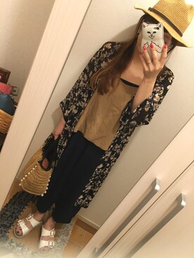 「むぎわら帽子」｜「アイテム（その他アウター）」を使った、R!naaa*さん（レディース・150cm）の夏コーディネート