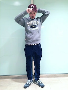 「The DUFFER of ST.GEORGE（ザダファーオブセントジョージ）のアイテム（キャップ）」を使った、YOSHIさん（メンズ・173cm）の冬コーディネート