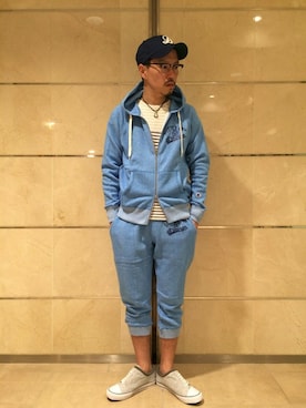 「The DUFFER of ST.GEORGE（ザダファーオブセントジョージ）のアイテム（キャップ）」を使った、YOSHIさん（メンズ・173cm）の冬コーディネート