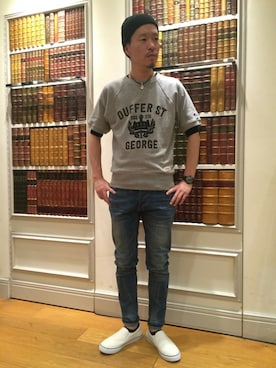 「The DUFFER of ST.GEORGE（ザダファーオブセントジョージ）のアイテム（帽子）」を使った、YOSHIさん（メンズ・173cm）の春コーディネート